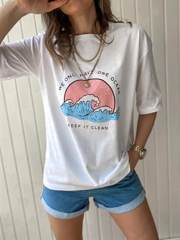 Beyaz  Ocean T-Shirt