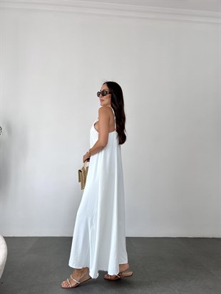 Beyaz  Zincir Askılı Elbise