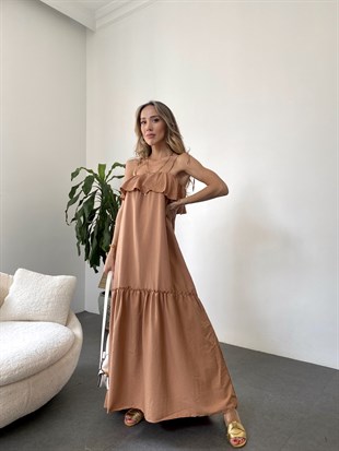 Camel  Fırfırlı Elbise