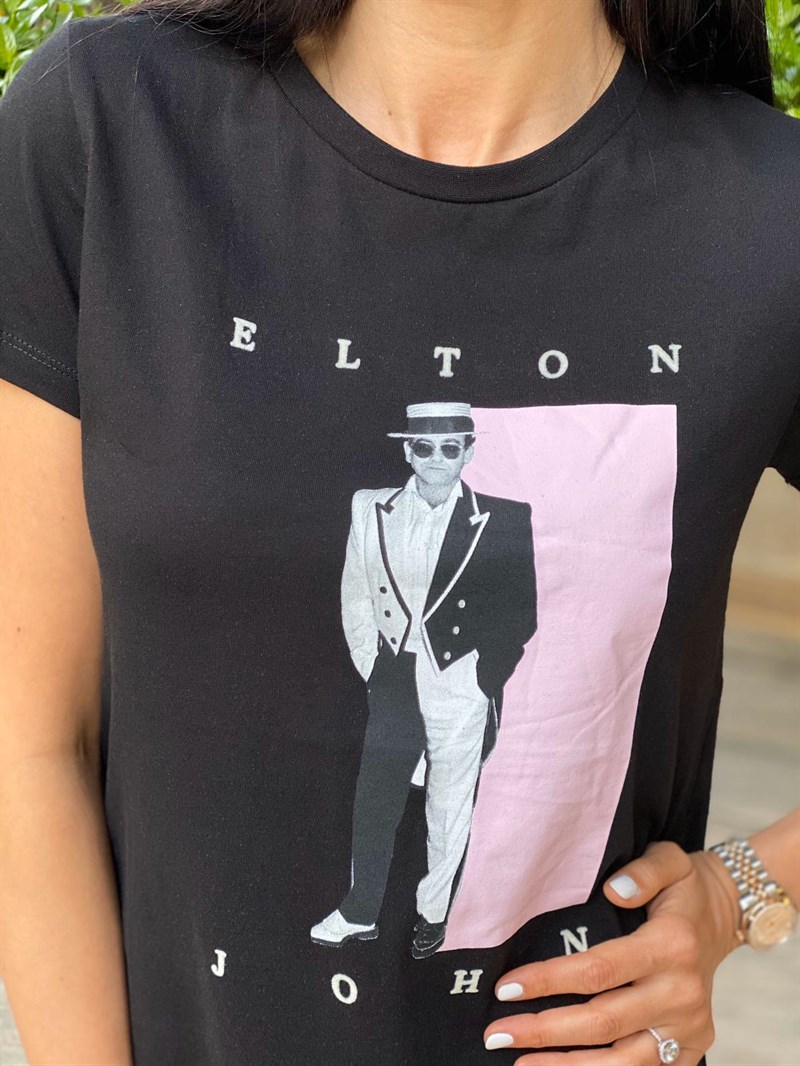 Siyah  Elton John T-Shirt