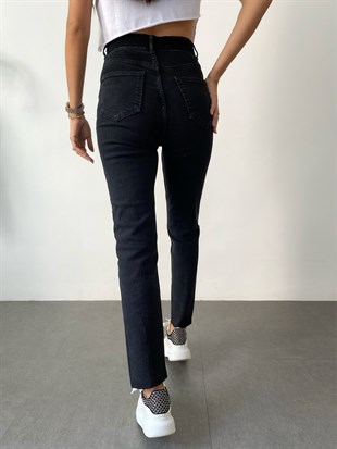 Siyah  Önü Dikişli Cotton Jean Pantolon